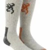 Browning Men's Outdoors Crew-Length Socks For Hunting/Hiking, Assorted Sizes, Grey