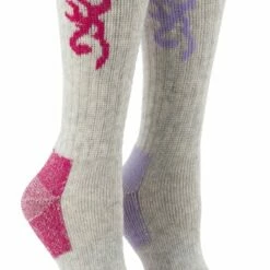 Browning Women's Outdoors Crew-Length Socks For Hunting/Hiking, Grey
