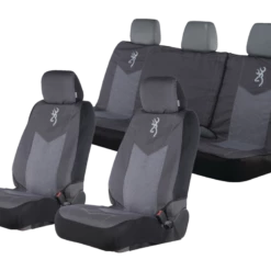 Browning Buckmark Branding Chevron Seat Cover Set For Back Bench Seat, Black & Grey