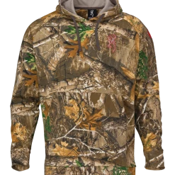 Browning Pullover Cotton Hoodie With Kangaroo Pocket For Hunting/Hiking, Realtree Edge Camo