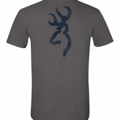 Browning Buckmark Cotton T-Shirt For Hunting/Camping/Hiking, Charcoal/Blue