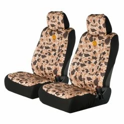 Browning Buckmark Branding Duck Camo Seat Cover, Tan & Brown, 2-pk