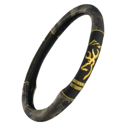 Browning Buckmark Branding Forest Steering Wheel Cover, Camo & Black