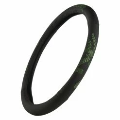 Browning Buckmark Branding Future Steering Wheel Cover, Black With Green Embroidered Grips