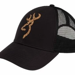 Browning Low Brow Hunting Mesh Back Baseball CaP With Adjustable Closure, Black