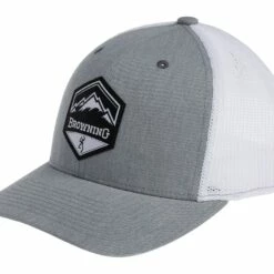 Browning Mountain Buck Hunting Mesh Back Baseball CaP With Adjustable Closure, Grey/White