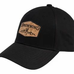 Browning Tucked Cork Hunting Baseball CaP With Adjustable Closure, Black