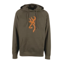 Browning Men's Carter Pullover Hunting Hoodie With Buckmark Print And Large Pocket, Brown