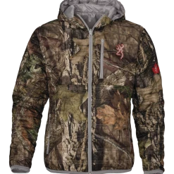 Browning Unisex Insulated Reversible Hunting Jacket With Hand Warmer Pockets, Camo/Grey