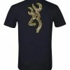 Browning Buckmark Cotton T-Shirt For Hunting/CamPing/Hiking, Black/Realtree Edge Camo