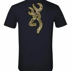 Browning Buckmark Cotton T-Shirt For Hunting/CamPing/Hiking, Black/Realtree Edge Camo